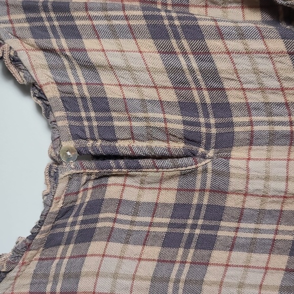 BEACHLUNCHLOUNGE Checkered Plaid Ruffle Sleeve Smocked Tank Blouse Size Small - Picture 10 of 16